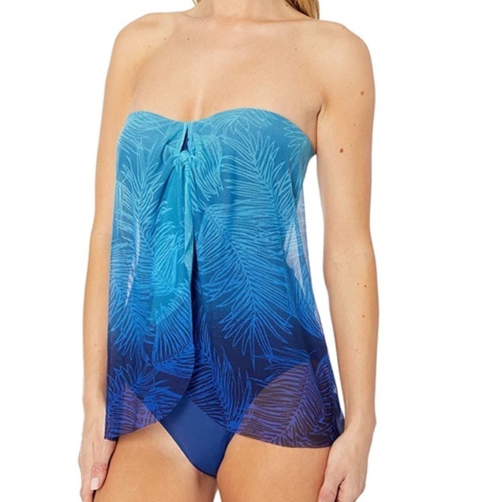 LAUREN Ralph Lauren Ombré Palm Flyaway Swimsuit - Picture 5 of 10